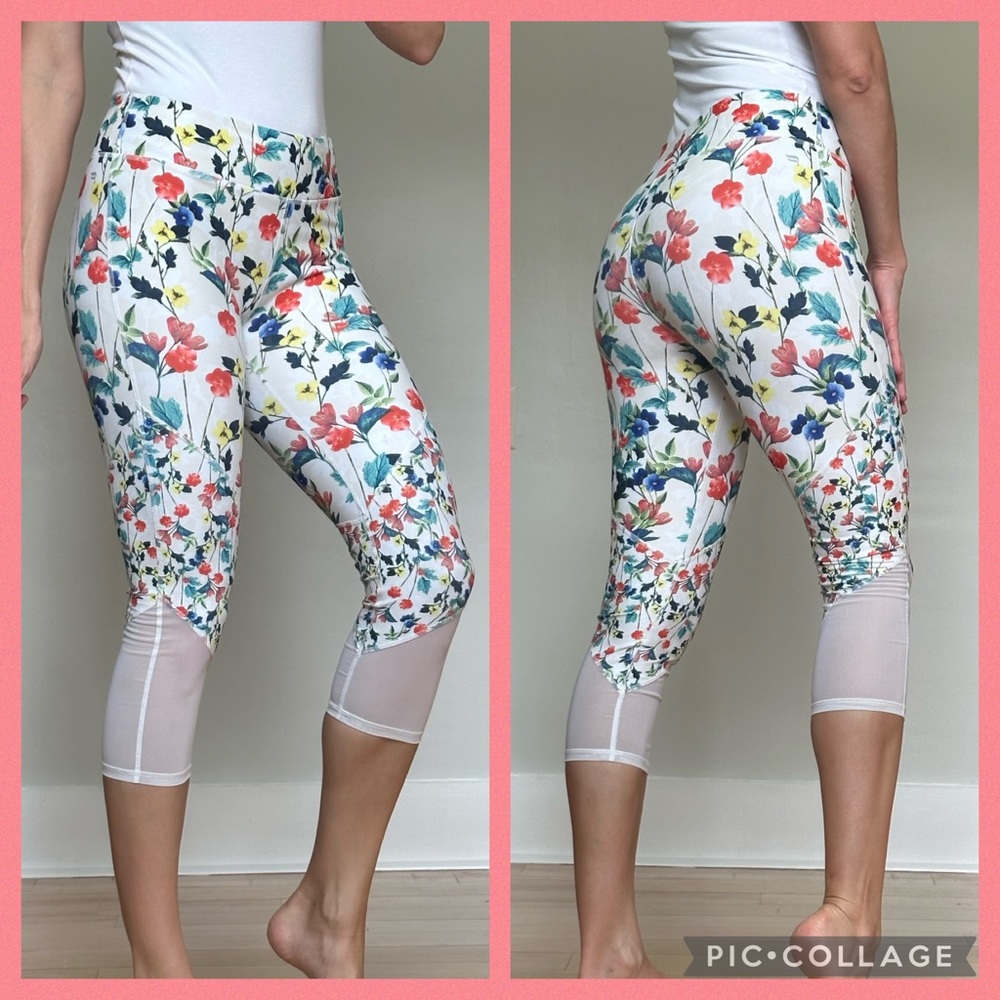 Fabletics Powerhold Floral Capris Gym Yoga Pants